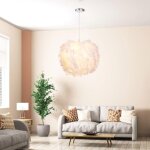 Plafonnier lustre en plumes lampes suspendues en plumes blanches modernes lampes suspendues romantiques ...