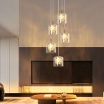 Plafonnier moderne suspension lampe de table � manger - 5flammes en verre suspension 150cm hauteur r�glable ...