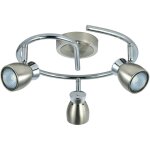 Plafonnier en nickel chrom de 3 spots orientables pour salle de bain modle chacho fabrilamp