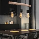 Etc - shop - plafonnier pendule rtro filament cage design poutre en bois suspension dans un ensemble ...