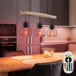 Plafonnier pendule r�tro poutre en bois t�l�commande lampe dimmable dans un ensemble comprenant des ampoules ...