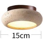 Plafonnier petit 15cm couleur bois de noyer lumi�re chaude style japonais wabi - sabi en pierre de travertin ...