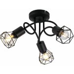 Plafonnier retro noir salon éclairage cage spot cocarde spot lampe globo 58402s - 3d Plafonnier retro noir salon éclairage cage spot cocarde spot lampe globo 58402s - 3d