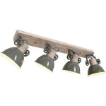 Plafonnier rtro orientable salon filament spots bois vert dans un set comprenant des ampoules led
