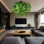 Plafonnier salle � manger plafonnier lampe de salon lampe de cuisine, m�tal plastique vert, design feuille ...