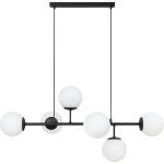 Plafonnier siena noir � 6 abat - jour plats blancs, culot e14, bras long