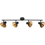 Plafonnier spot barre plafonnier clairage intrieur mtal, noir, dor, spots orientables, 4x led 4 watts ...