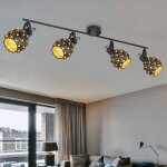 Plafonnier spot de plafond lampe de salon lampe de salle � manger, cristaux, spots mobiles, m�tal noir, ...