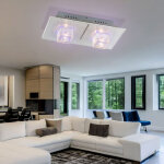 Plafonnier avec t�l�commande, lampe de salon en verre chrom�, lampe de chambre � coucher, 24 led d�coratives ...