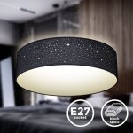 B. k. licht - plafonnier tissu noir avec dcor toile, clairage plafond chambre, salon, salle  manger, ...