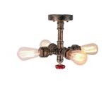 Plafonnier à tube d'eau design industrielle rétro lampe de plafond 4 tête rouille Plafonnier à tube d'eau design industrielle rétro lampe de plafond 4 tête rouille