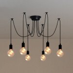 Stoex - plafonnier vintage antique e27 lustre rtro 6 ttes noire suspension luminaire d'intrieur