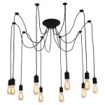 Plafonnier vintage antique e27 lustre rétro suspension luminaire d'intérieur 10 têtes noire Plafonnier vintage antique e27 lustre rétro suspension luminaire d'intérieur 10 têtes noire
