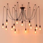 Plafonnier vintage antique e27 lustre r�tro suspension luminaire d'int�rieur 14 t�tes noire