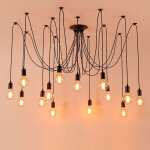 Plafonnier vintage antique e27 lustre r�tro suspension luminaire d'int�rieur 14 t�tes noire