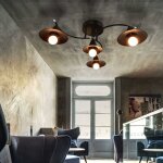 Zmh - plafonnier vintage e27 - rtro - noir - lampe de salon 4 ampoules - lampe de couloir industrielle ...