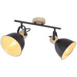 Plafonnier vintage, plafonnier, lampe de salon, spots orientables, aspect bois, mtal brun noir, 2x e27, ...
