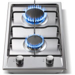 Plaque de cuisson gaz 2 feuxs inox, s�curit� thermocouple, encastrable table de cuisson 30cm, gazs naturel ...