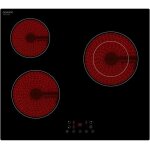 Oceanic ? plaque vitroc�ramique 3 foyers 5200w ? dimensions l56 x p49 cm ? minuteur �lectronique 99 min ...