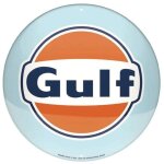 Plaque - enseigne publicitaire - vintage - gulf - design r�tro - 35cm diam�tre