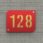 Plaque numéro de rue / maison rouge design avec fond personnalisable - modèle urban - or Plaque numéro de rue / maison rouge design avec fond personnalisable - modèle urban - or