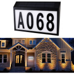 Plaque num�ro de maison solaire � led lampe, perles de lumi�re blanche 6000k, avec interrupteur cr�pusculaire ...