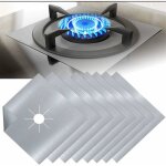 Plaques de protection en t�flon argent pour cuisini�re � gaz, anti - corrosion, anti - adh�sif, 8 pi�ces. ...
