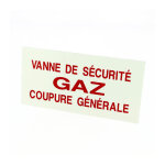 Plaque signaltique vanne de barrage de gaz - rouge