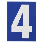 Plaque de signalisation 4, marquage blanc sur fond bleu, panneau pvc adh�sif, 65x90mm thirard