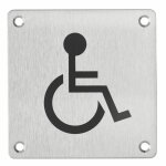 Plaque de signalisation wc handicap ,  visser, inox bross, marquage noir, 100x100mm thirard