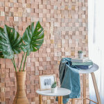 Plaquette de parement mural d�coratif en bois fsc - 0, 8 - 1, 8 x 36 x 36 cm - lot de 4 - aspect mosa�que ...