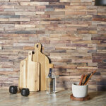 Plaquette de parement mural d�coratif en bois fsc - 1?1, 8 x 18 x 49, 5 cm - lot de 6 - aspect bois flott� ...