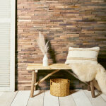 Plaquette de parement mural d�coratif en bois fsc - 1?1, 8 x 18 x 49, 5 cm - lot de 6 - aspect rustique ...