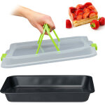 Plat four avec couvercle, transport gteaux 3 en 1, lxp 40, 5x32, 5 cm, bord haut, plaque, vert / noir ...
