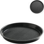 Plateau de service rond antid�rapant et r�sistant avec rebord, diam�tre 32 cm - noir