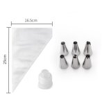 Poches � douille patisserie, 100 grandes poches � douille blanches r�utilisables, 6 douilles � douille. ...