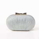 Pochettes femme brillant mariage sacs � main de mari�e noeud m�tallique(argent)