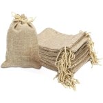 Pochon tissu 7x9cm sac en toile de jute 30 pi�ces pochon dragees avec cordon sac toile de jute r�utilisable ...