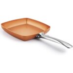 Po�le carr�e antiadh�sive en cuivre, 24 cm (9, 5 po), rev�tement c�ramique, compatible four et lave - ...
