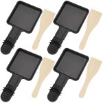 Po�lons 4 pi�ces rev�tement antiadh�sif mini raclette set avec 4 pelle en bois portable plateau de cuisson ...