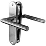 Paire de poign�e de porte sur plaque  entraxe 165 mm  inox 304 mini  mini tina  bec de cane