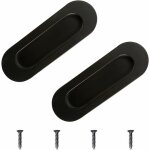 Poign�es d'armoire, 2 poign�es de porte coulissante encastr�es � chasse d'eau en acier inoxydable noir, ...