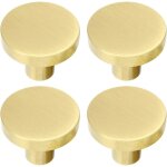 Poign�es de garde - robe rondes, boutons de tiroir en laiton bross�, boutons de commode dor�s, tiroirs ...
