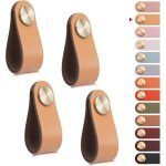 Poign�e de meuble en cuir beige ? lot de 4 boutons vintage pour tiroirs et placards ? installation facile ...