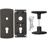 Poigne de portail de garage 76 x 173 mm ? lments de montage avec plaque de porte, ferrures et poigne ...