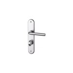 Ouvre&d�co - 2 poign�es de porte tignes verrou condamnation, aluminium anodis� argent entraxe 195 mm
