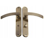 Poign�e de porte int�rieure, plaque de toilette longue, laiton antique