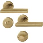 Poign�e de porte sur rosace ronde - amsterdam - hoppe - laiton satin� clair - condamnation