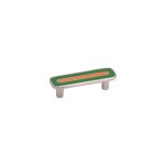 Ouvre&deco ? poign�e de meuble zamak nickel� mat vert orange entraxe 96 mm ? largeur 120 mm ? hauteur ...