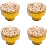 Poign�es en rotin naturel pour meubles enfants, lot de 4 poign�es rondes en bois 4x3 cm avec vis incluses ...